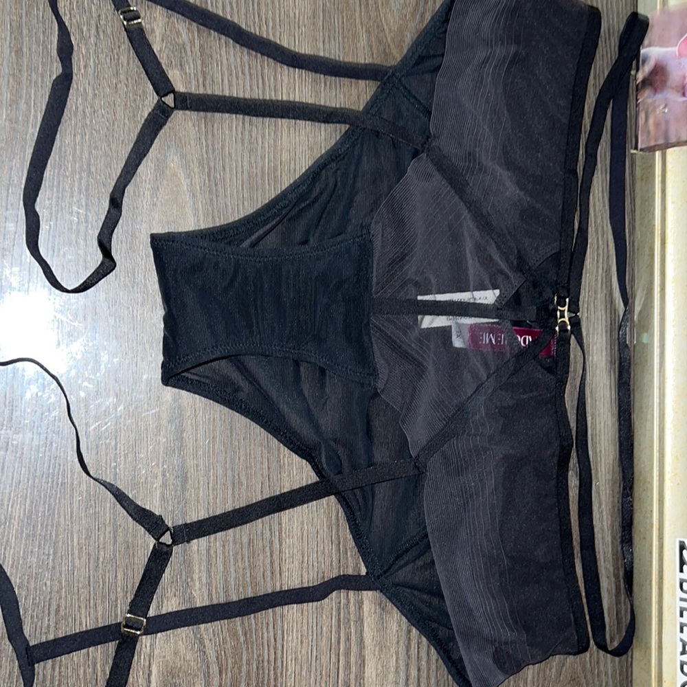 New Adore Me Black Panties with garter size 1x